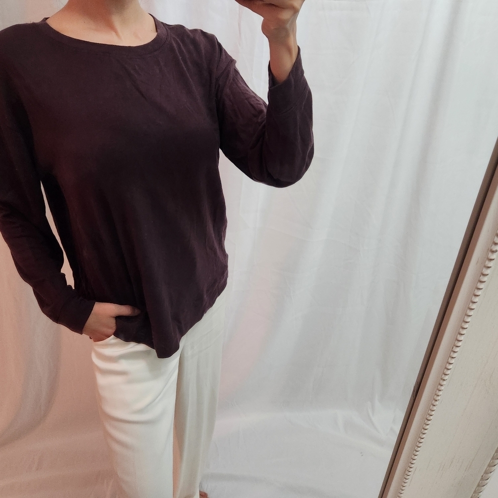 Eileen Fisher Deep Purple Long Sleeve Top - Picture 3 of 10
